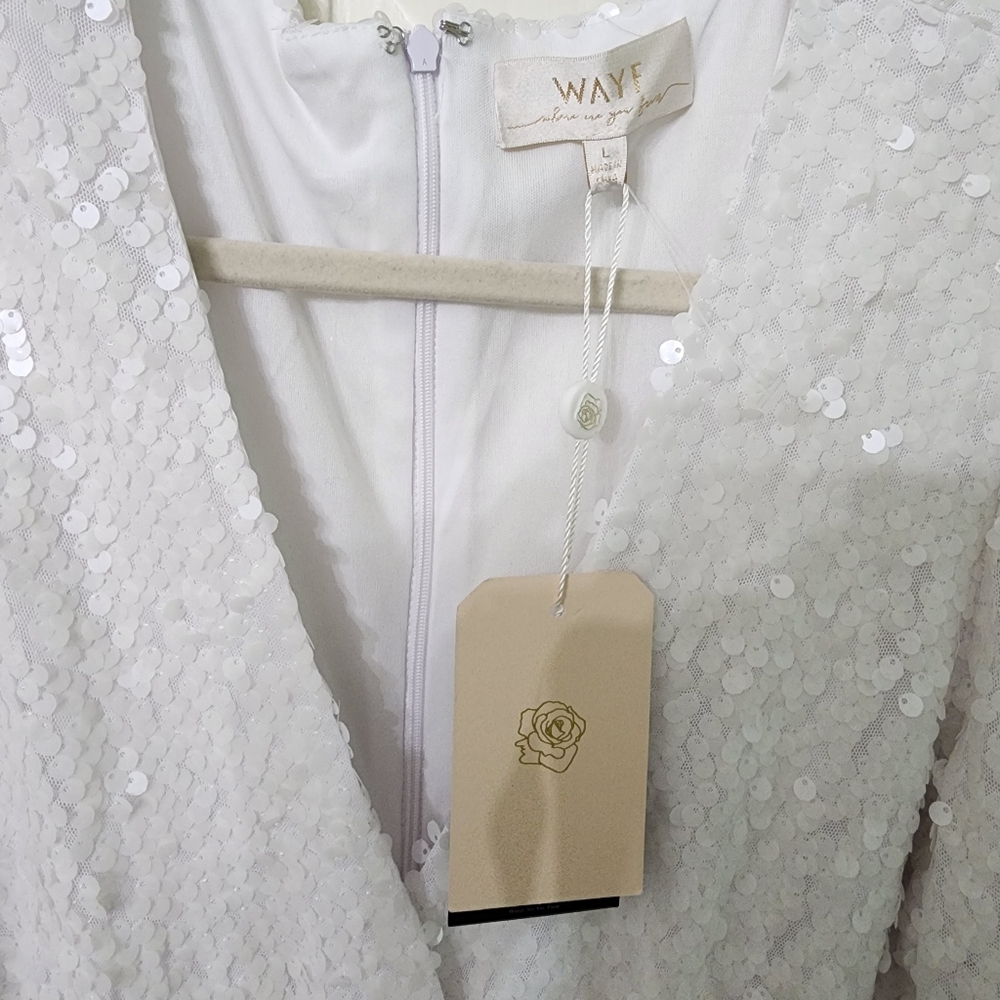 NWT WAYF White Sequin Gown - Picture 2 of 4